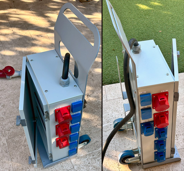 לוח חשמל נייד תלת פאזי 63 אמפר על עגלה